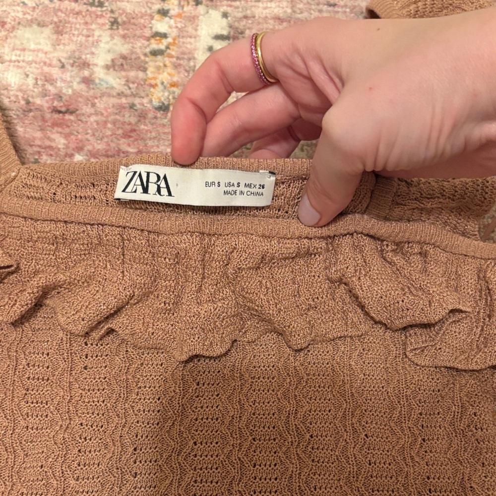 Zara Ruffled Tan Camisole - Picture 2 of 4